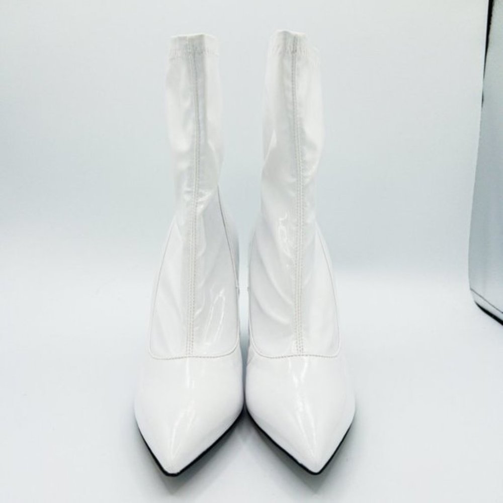 Moschino Women's Patent-Leather Pointed Toe Wedge Ankle Boots - Picture 3 of 14